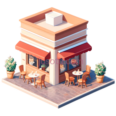 咖啡店,现代,白色,橙色, PNG