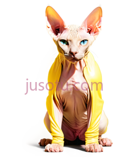 无毛猫,穿着黄色衣服,浅粉色PNG