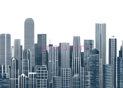 摩天大楼,现代城市景观,蓝色, PNG