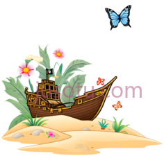 海盗船,卡通,棕色PNG