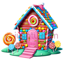 糖果屋,卡通,多彩PNG