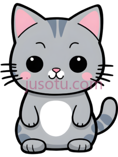 卡通猫,可爱,灰色PNG