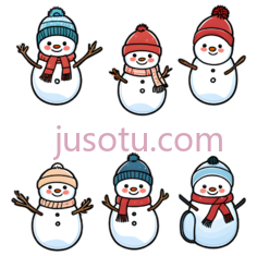 雪人,卡通,蓝色身体, 蓝色帽子, 红色围巾PNG