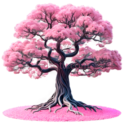 树,插画,粉色, PNG