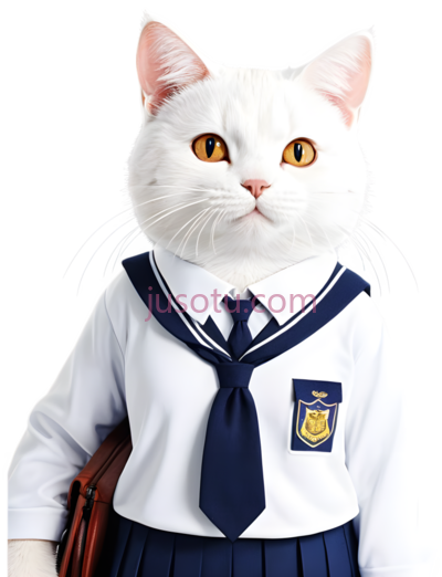 猫咪,校服,卡通, PNG
