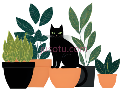 多肉植物,盆栽植物,插画,绿色,橙色, PNG