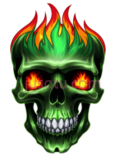 骷髅,卡通,绿色,红色,黄色PNG