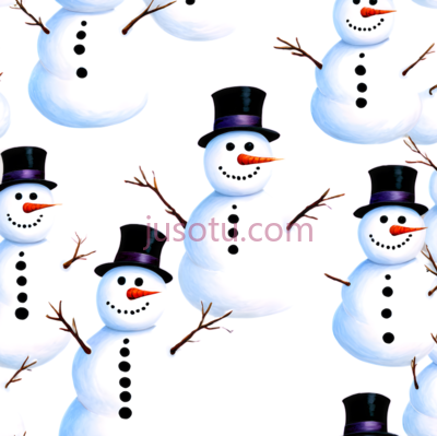 雪人,卡通,白色身体, 黑色帽子, 红色鼻子, PNG