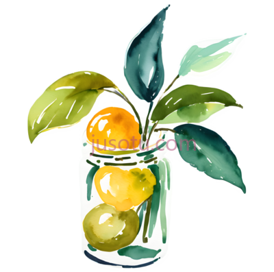 柠檬,水彩画,黄色,绿色, PNG