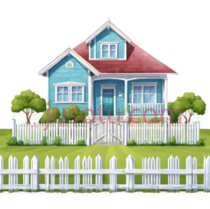 房子,卡通,蓝色, 白色, 红色PNG