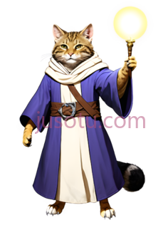 猫,穿着长袍,围巾,棕色,蓝色,白色PNG