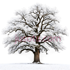 橡树,雪地PNG