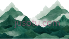 山脉,水墨画,绿色PNG