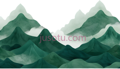 山脉,水墨画,绿色, PNG