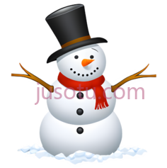 雪人,卡通,白色身体, 黑色帽子, 红色围巾PNG