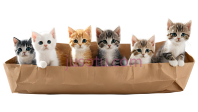小猫,可爱,白色,橙色,灰色, PNG