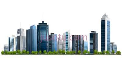 城市天际线,现代建筑群,蓝色,灰色,白色, PNG