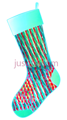 圣诞袜,条纹,红色,绿色,蓝色PNG