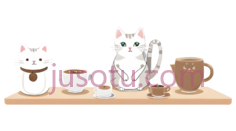 猫,茶壶,杯子,卡通,棕色PNG