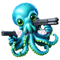 章鱼,卡通,蓝色PNG