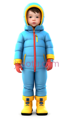 卡通人物,冬季服装,蓝色,黄色,红色PNG