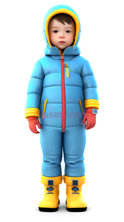 卡通人物,冬季服装,蓝色,黄色,红色, PNG