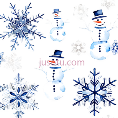 雪人,雪花,卡通,复杂图案,白色, PNG