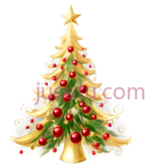 圣诞树,装饰性,绿色,红色,金色PNG