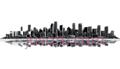 城市天际线,线条,白色,粉色PNG