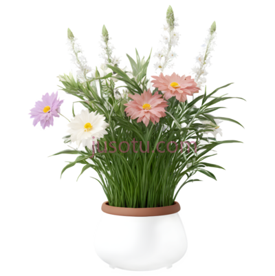 花,盆栽,紫色,白色,粉色, PNG