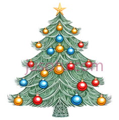 圣诞树,插画,绿色,红色,蓝色,黄色PNG