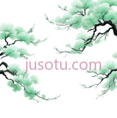 梅花,水墨画,绿色PNG