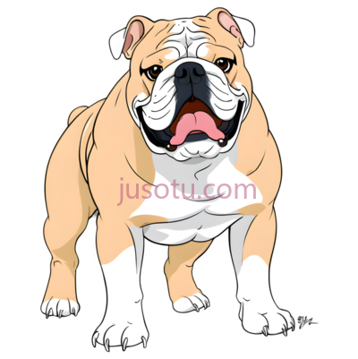 斗牛犬,卡通,浅棕色,白色, PNG