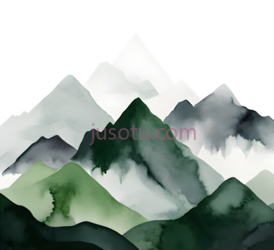 山脉,水墨画,白色,灰色,绿色, PNG