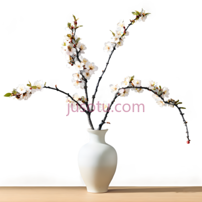 花瓶,白梅, PNG