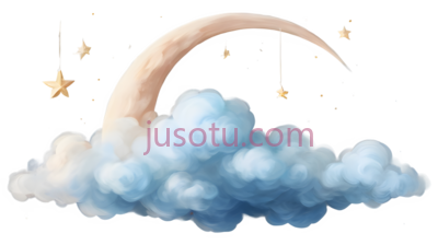 月亮,星星,云朵,卡通,白色,黄色,蓝色, PNG