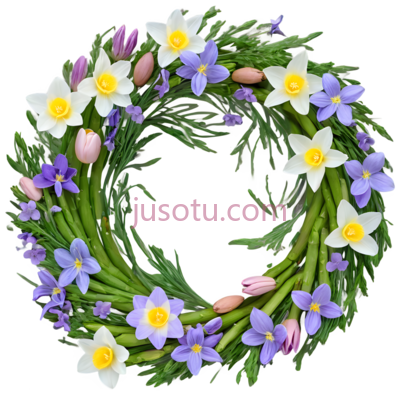 花环,自然风干,白色,黄色,紫色, PNG