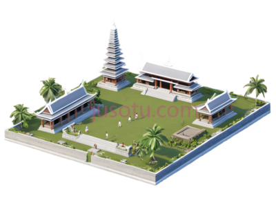 寺庙,中式建筑,白色,红色, PNG