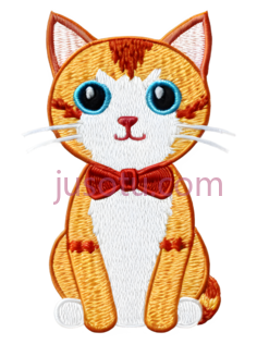 猫,刺绣,橙色,白色PNG