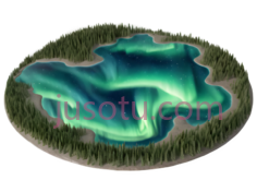 湖泊,3D,绿色PNG