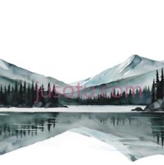 山脉,水墨画,黑白PNG