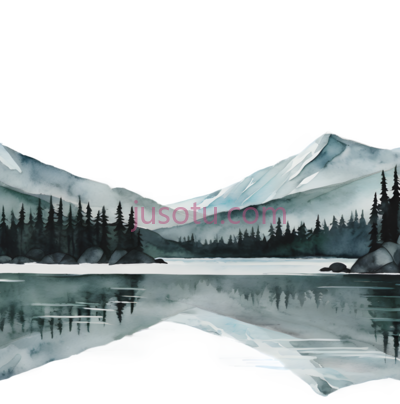 山脉,水墨画,黑白, PNG