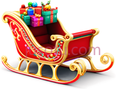雪橇,卡通,红色,金色PNG