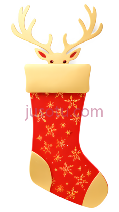 圣诞袜,卡通,红色,金色PNG