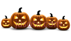 南瓜灯,雕刻有表情,橙色PNG