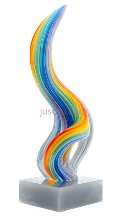 奖杯,现代抽象,蓝色,黄色,橙色, PNG