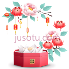 荷花,灯笼,盒子,节日,红色,粉色,绿色PNG
