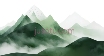山峰,水墨画,绿色, PNG