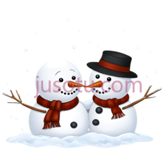 雪人,卡通,白色身体, 黑色纽扣, 红色围巾,帽子PNG