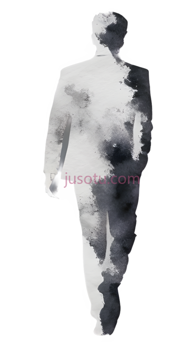 人物剪影,水墨画,黑白, PNG